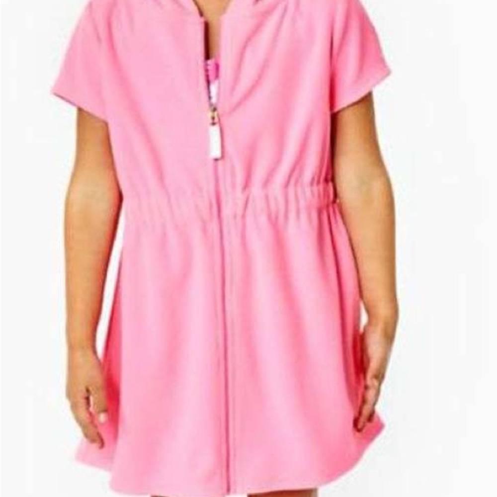 Lily Pulitzer Girls Pink Beach Zip Cover Up with Hoodie